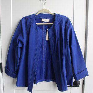NWT - Chico's Royal Blue Cotton Blazer Size 16